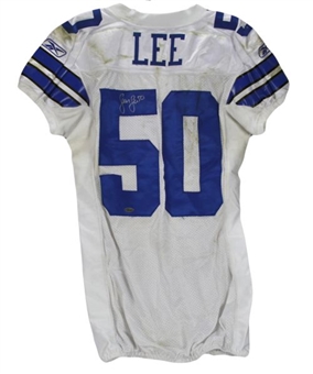 Sean Lee 2011 Signed and Game-Worn Cowboys Away Jersey (Cowboys COA)